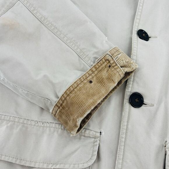 Vintage LL Bean Chore Coat Mens Size Large Beige Cotton Barn Jacket 90s Outdoor - Picture 11 of 13